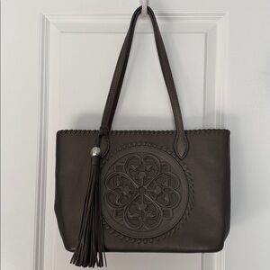 Brighton Ferrara Collection Pewter Emilia Medallion Shoulder Tote Handbag